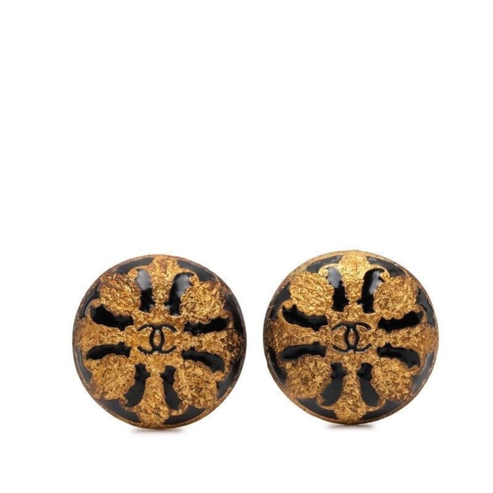 Chanel CC Logo Gold Plated Earrings